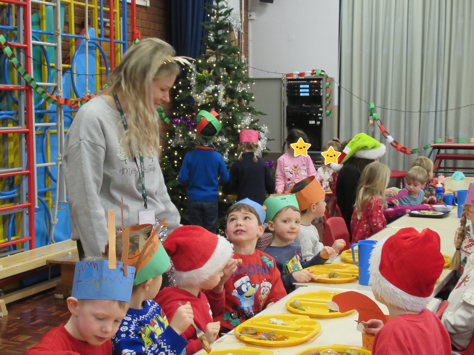 Children Enjoying Their Christmas Dinner