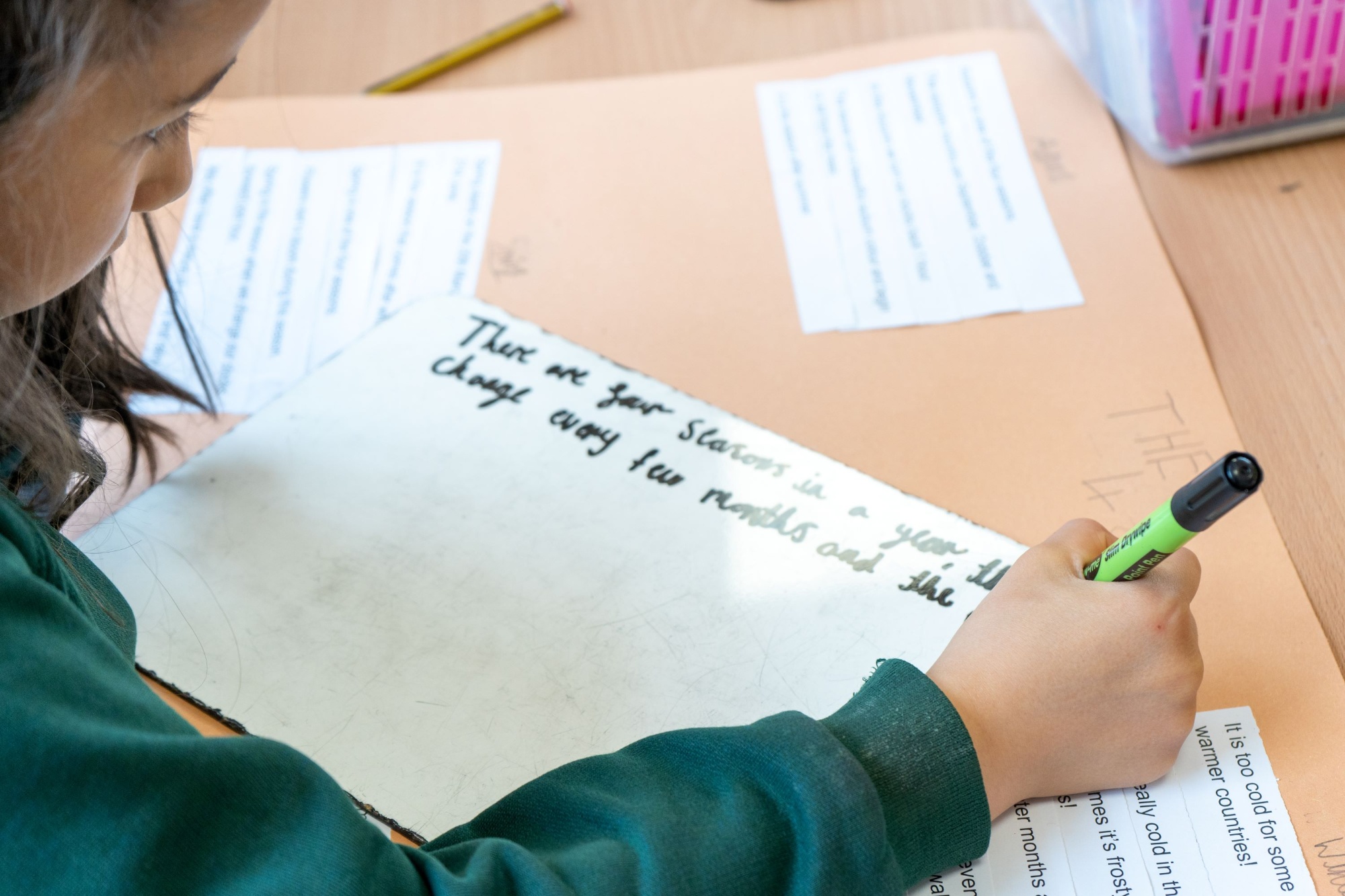Pupil practicing handwriting