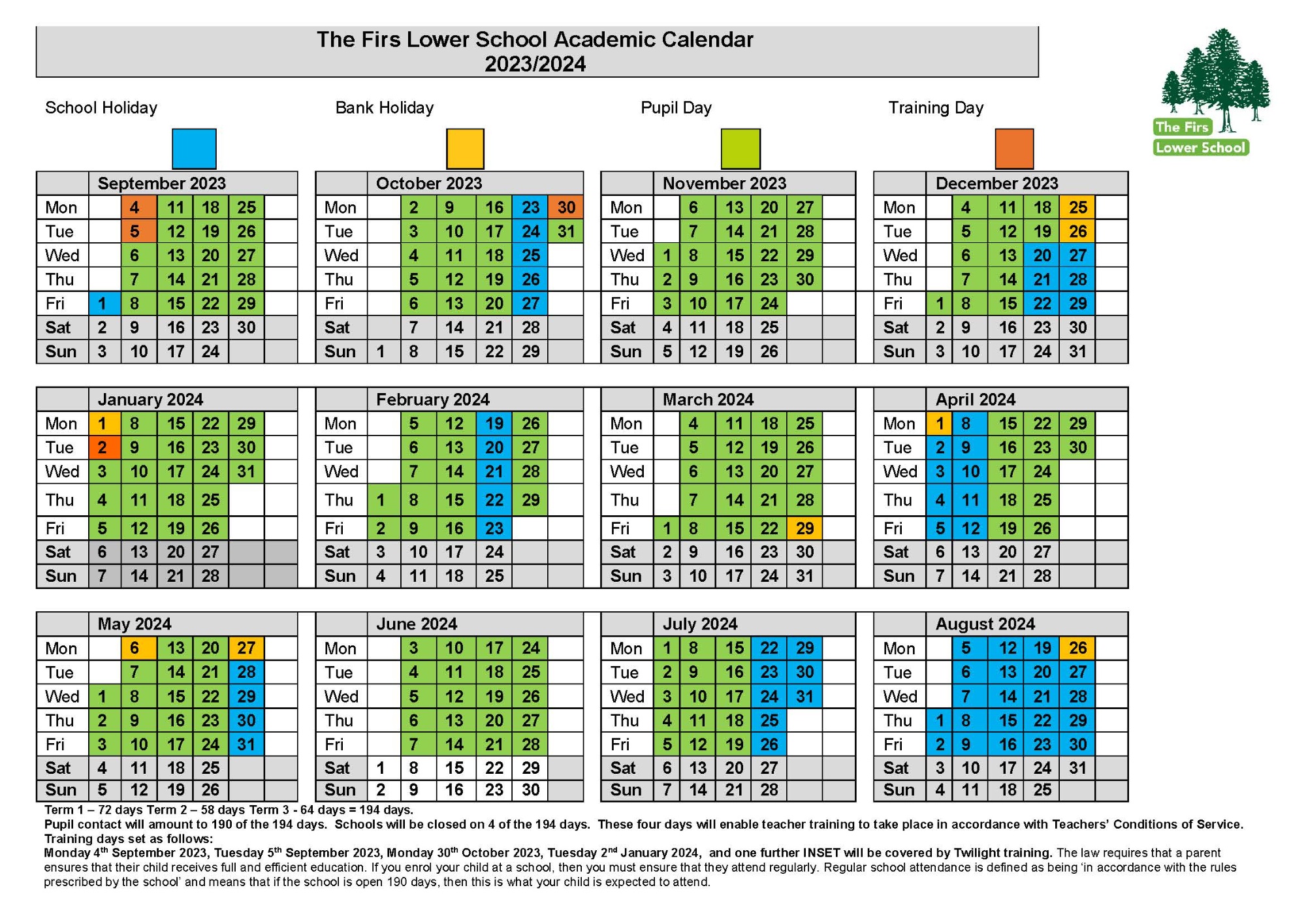 The Firs Lower School - School Timings & Academic Calendar