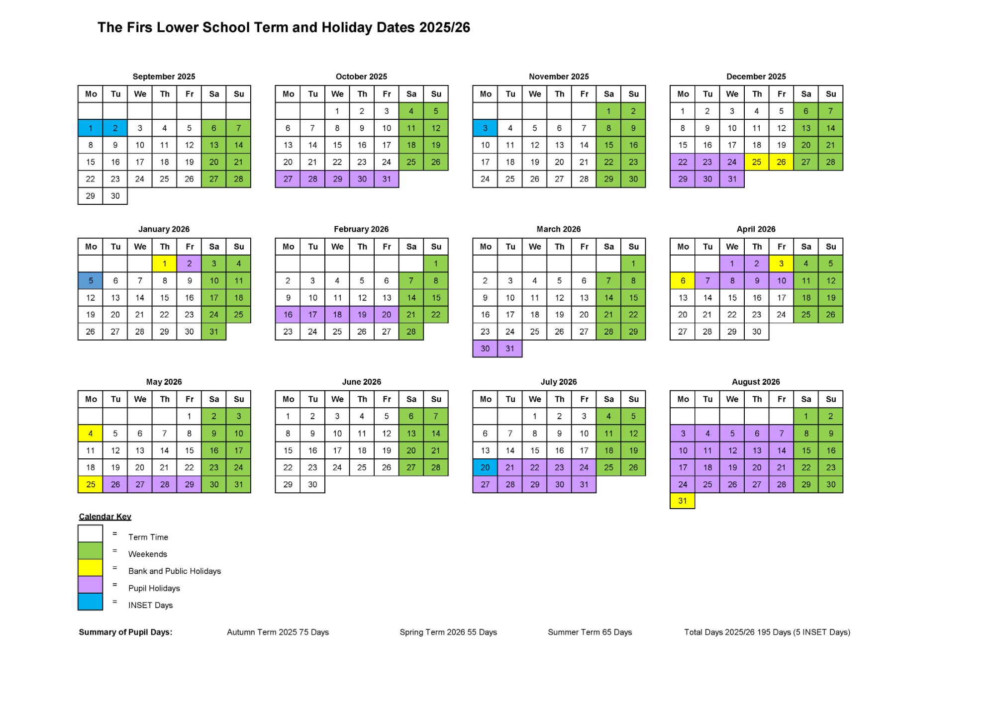 The Firs Academic Calendar 2025-2026