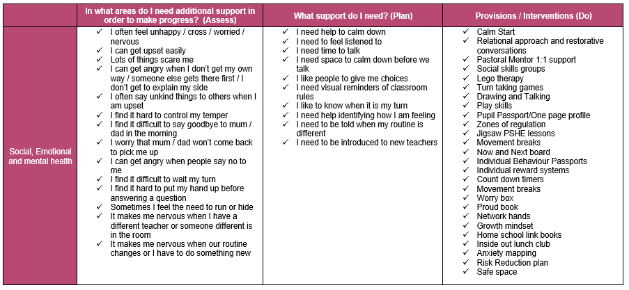 Social, Emotional and Mental Health